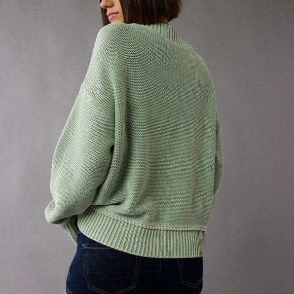 American Eagle NEW Long Weekend V-Neck Sweater In Green Size M - Picture 4 of 15